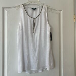 NWT AGB Sheer White Sleeveless Top - Women’s Medium